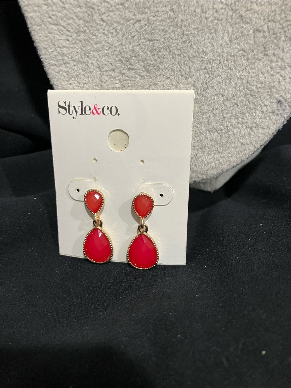 Gold-Tone Pink Drop Earrings - Picture 2 of 3